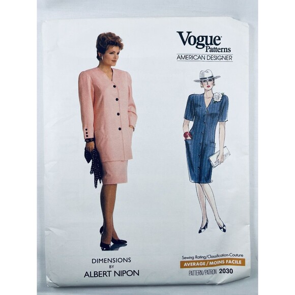Vintage 80s VOGUE 2030 Albert Nipon Womens Semi Fitted Dress Tunic Skirt Sz 8-12 - Picture 1 of 2